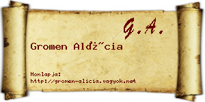 Gromen Alícia névjegykártya